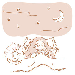 ベッドでスマホを楽しむ女性