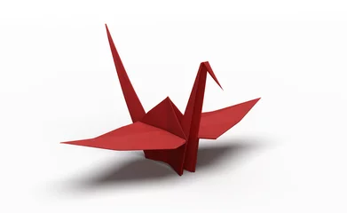 Fotobehang Kraanvogels Isolated red crane bird origami.  © Giuseppe