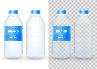 Mineral drinking water bottle package mockup design vector illustration