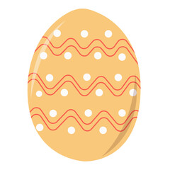 Orange Easter egg with polka dot pattern and stripes.