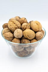 Walnuts on a white background