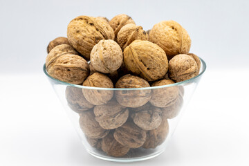 Walnuts on a white background