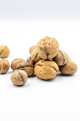 Walnuts on a white background