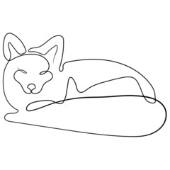 Red fox portrait line art in vector. Continuous one line drawing of wild fox silhouette isolated on white background. Fox icon. Illustration can be used for magazine, background, logotype.