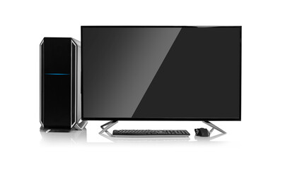 Modern black desktop computer isolated on a white background