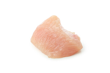 Raw chicken fillet slice isolated on white background