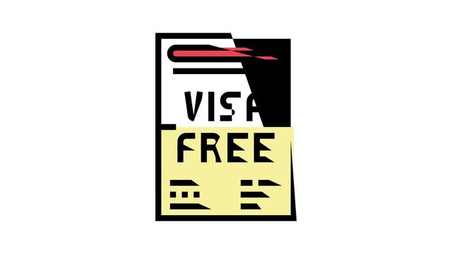 visa-free regime animated color icon. visa-free regime sign. isolated on white background