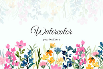 Colorful wildflower background with watercolor - obrazy, fototapety, plakaty