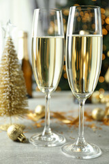Concept of New Year celebration with champagne