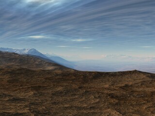 Fototapeta na wymiar 3D illustration of an amazing, beautiful and inspirational mountain landscape