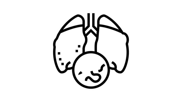 infectious disease tuberculosis animated line icon. infectious disease tuberculosis sign. isolated on white background