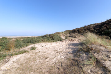 Sand dunes in the coastal path near Cayeux-sur-Mer village