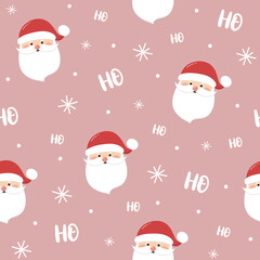 Concept of a seamless pattern with happy Santa Claus. Xmas background. Vector