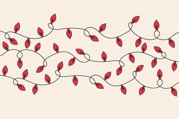 Christmas banner with hand drawn lights. Vector