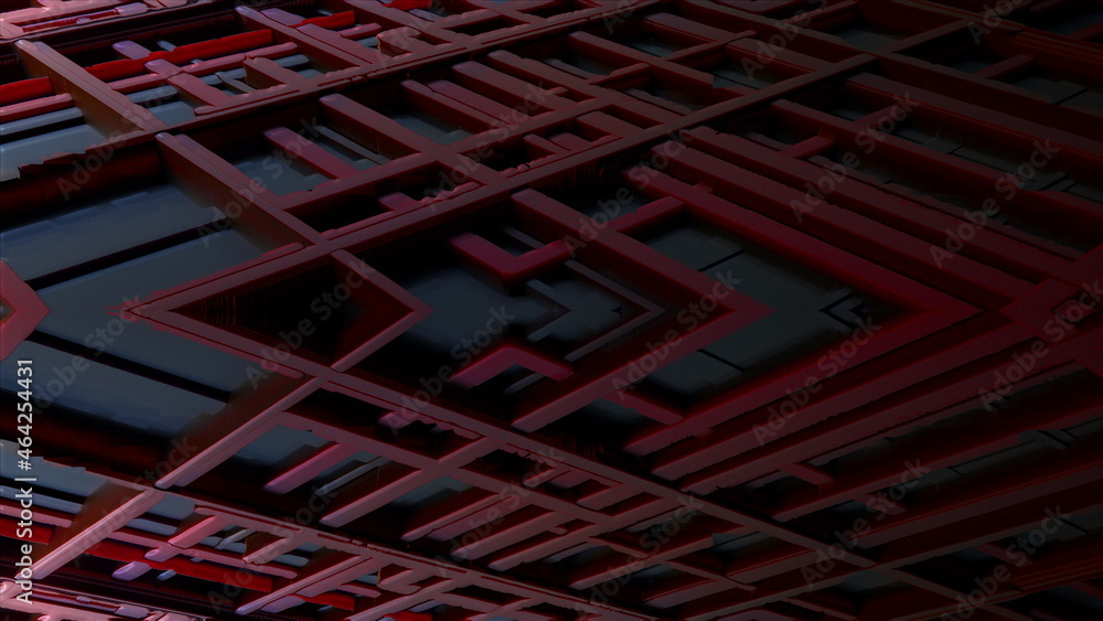 Poster longitudinal and crossed 3d render textures in shiny gradient style. random intertwining roads in en