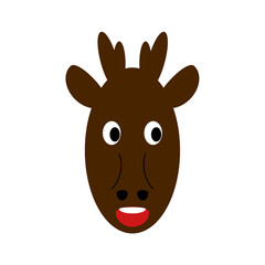 Cartoon face of a deer. Flat design
