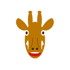 Fototapeta na wymiar Cartoon face of a giraffe. Flat design