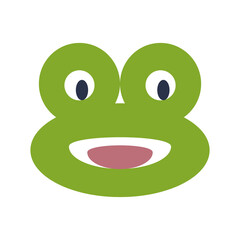Cartoon face of a frog. Flat design