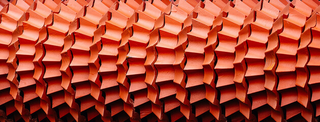 Abstract banner. Red metal part. Repeating pattern. Millstones for grinding.