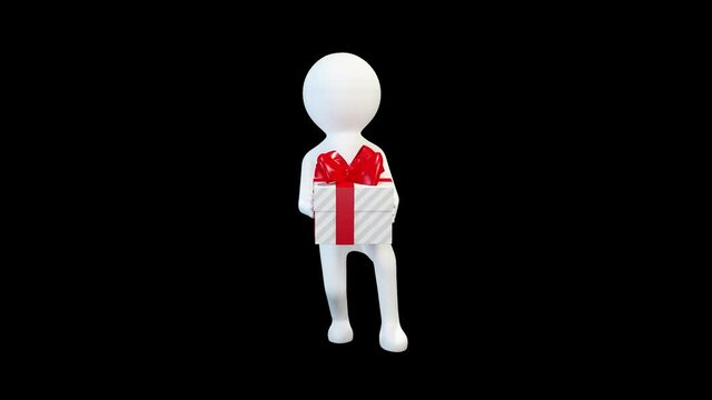 3d man dancing with a gift around him