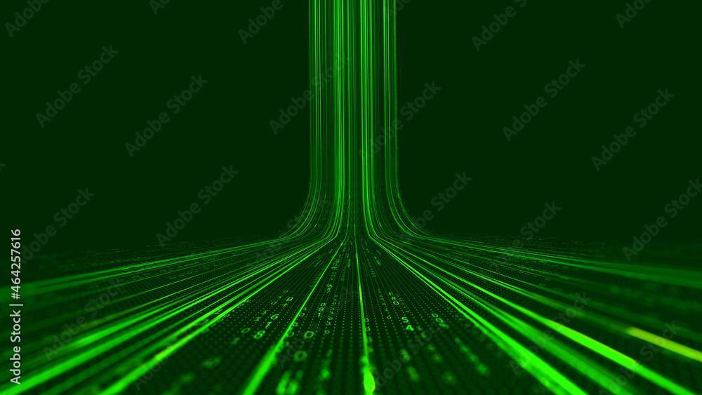 Leinwandbilder Sci-fi tech cyber futuristic 3D illustration. Abstract data gateway. Protected information flow. Big data loop. Streaming Internet Technologies