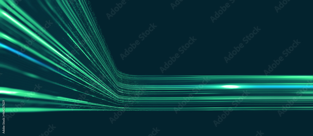 Aufkleber Sci-fi tech cyber futuristic 3D illustration. Abstract data gateway. Protected information flow. Big data loop. Streaming Internet Technologies