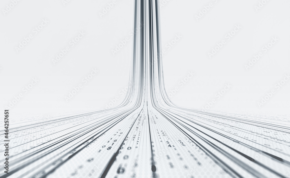 Leinwandbilder Sci-fi tech cyber futuristic 3D illustration. Abstract data gateway. Protected information flow. Big data loop. Streaming Internet Technologies