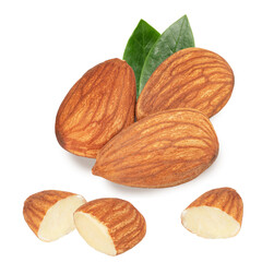 Obraz na płótnie Canvas almonds nuts isolated on white