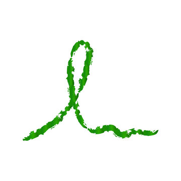 recommend clip art: The green ribbon symbolizes mental health and other problem with grunge texture. Lyme disease, organ transplant, kidney cancer, mitochondrial disease, aging research. Isolated. Vector illustration.