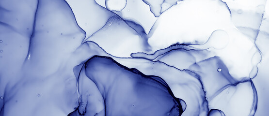 Naklejka premium Water Ink Paint. Oil Wave Illustration. Indigo Alcohol Pattern. Ink Painting. Ethereal Grunge Splash. White Geode Art. Navy Background. Winter Effect. Blue Fluid Texture. Marble Ink Painting.