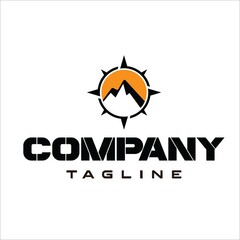 adventure logo mountain and compas flat illustration vector design © Wisnu Bayu Aji