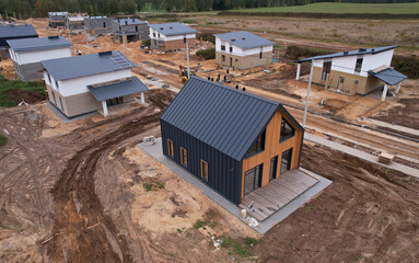 Construction wooden house of  Structural Insulated Panels (SIPs) turnkey. Unfinished Wood...