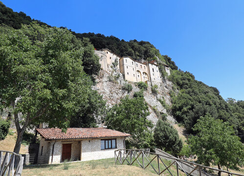 view of the Ancient Convent of the village of Greccio where St. Francis invented the first crib
