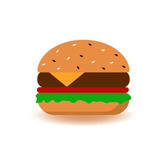 Cheeseburger. Burger Menu. Vector illustration, flat colorful icon.