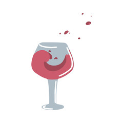 A glass with a cool drink and drops. Vector illustration in cartoon style. Isolated on white