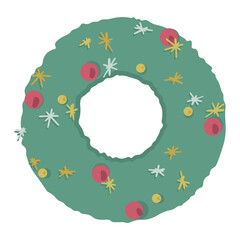 Christmas wreath. Vector illustration in cartoon style. Isolated on white