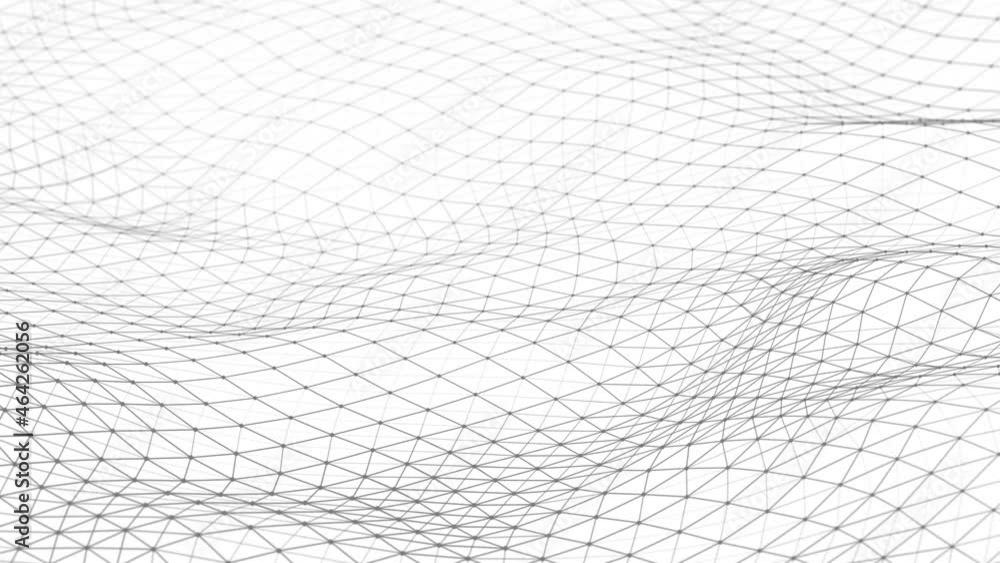 Aufkleber Dynamic wave with many dots. Abstract motion background of dots. Technology or science. 3d rendering Seamless loop. 4K