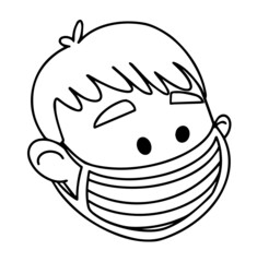 Medical Face Mask Icon. Simple thin line mark with person wearing protective mask.