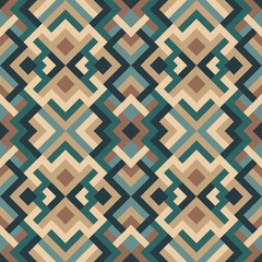Mosaic seamless texture. Abstract pattern. Vector geometric background of triangles in green and brown colors