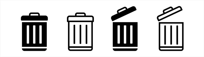 Trash bin icon. trash can open icon, Vector illustration.