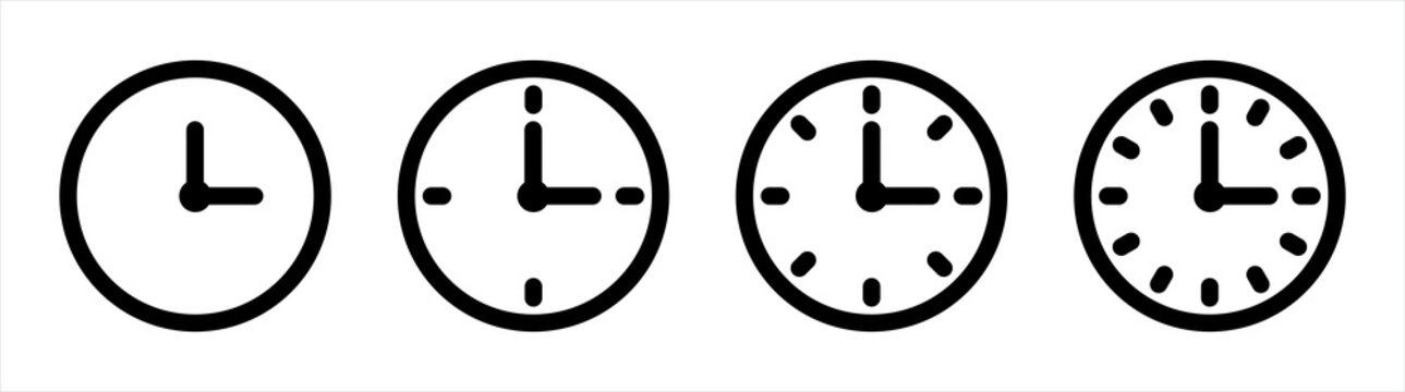 Set of clock icons. Clock, time vector illustration.