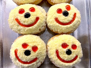 close-up photo Sweets made from flour and sugar. It is commonly consumed by the general public. It smells delicious and colorful.