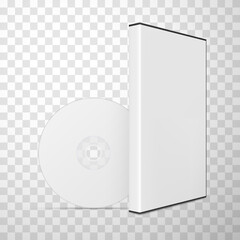 CD DVD disk box case realistic vector illustration. 3d blank pack video audio information storage