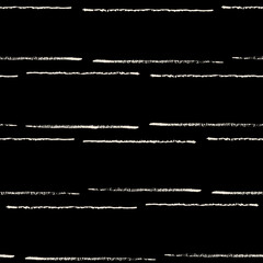 Vector chalk white stripes black seamless pattern