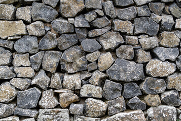 Natural stone wall made from field stones