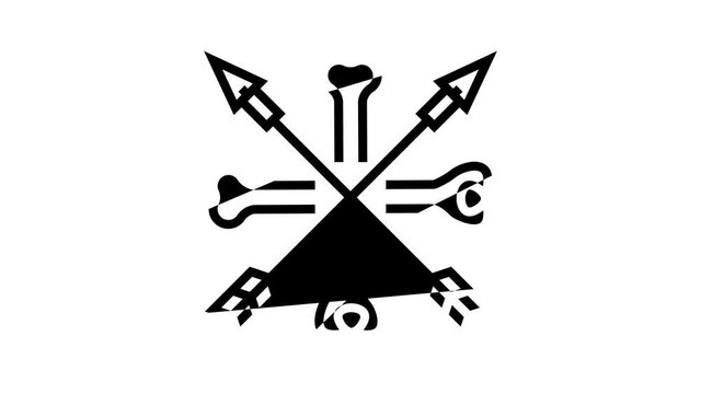 bones and arrows boho animated line icon. bones and arrows boho sign. isolated on white background