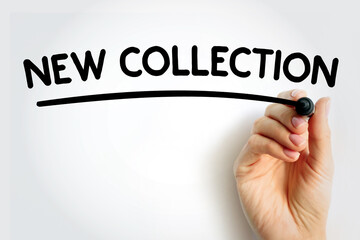 NEW COLLECTION underlined text with marker, concept background