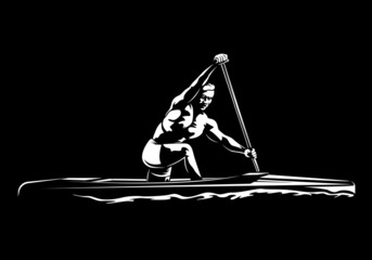 Fototapeta na wymiar Rower sportsman. Rowing background. Healthy exercise concept. Vector design. Rowerboat with rower.