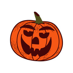Pumpkin with eyes and mouth on Halloween on a white isolated background. Vector illustration