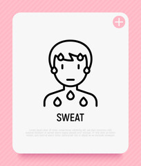 Cold sweat thin line icon. Modern vector illustration of illness symptom.